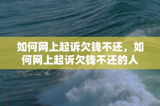 如何网上起诉欠钱不还，如何网上起诉欠钱不还的人