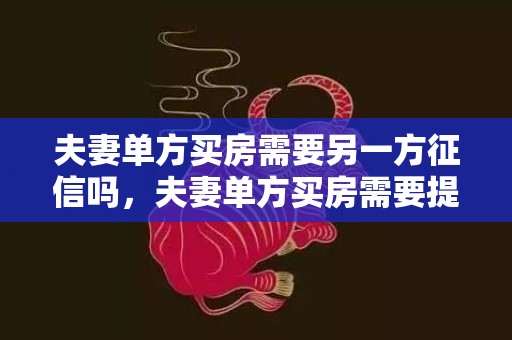 夫妻单方买房需要另一方征信吗，夫妻单方买房需要提供什么