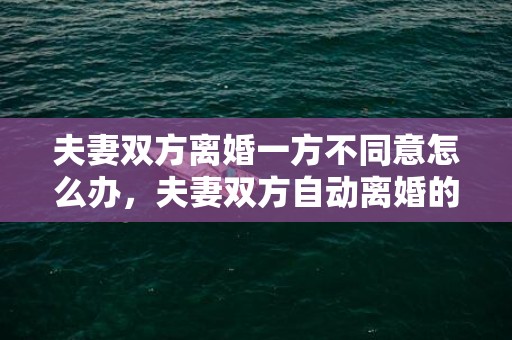 夫妻双方离婚一方不同意怎么办，夫妻双方自动离婚的条件