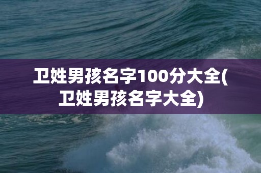 卫姓男孩名字100分大全(卫姓男孩名字大全)