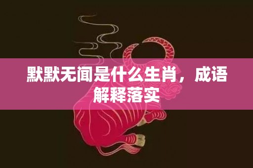 默默无闻是什么生肖，成语解释落实