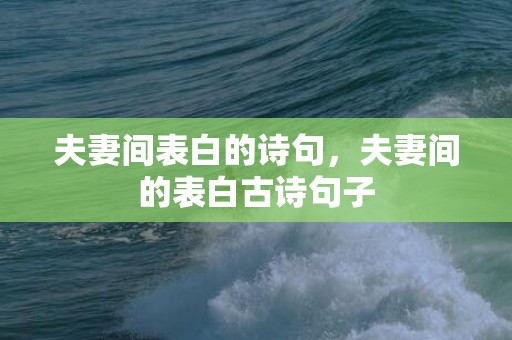 夫妻间表白的诗句，夫妻间的表白古诗句子