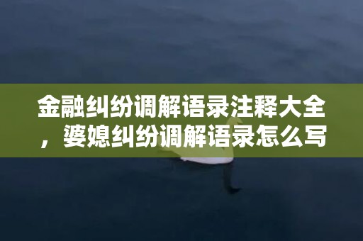 金融纠纷调解语录注释大全，婆媳纠纷调解语录怎么写