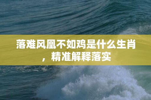 落难风凰不如鸡是什么生肖，精准解释落实