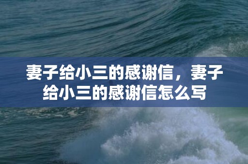 妻子给小三的感谢信，妻子给小三的感谢信怎么写