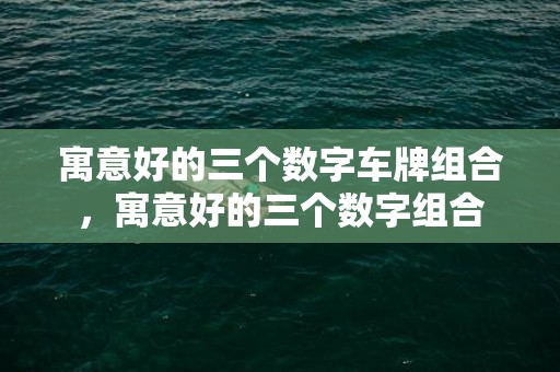 寓意好的三个数字车牌组合，寓意好的三个数字组合