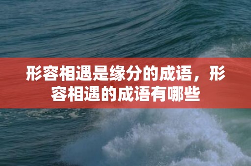 形容相遇是缘分的成语，形容相遇的成语有哪些