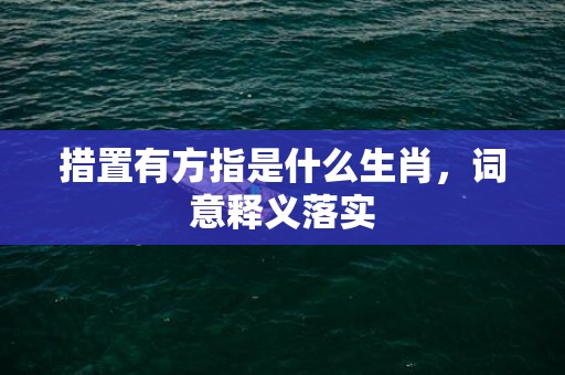 措置有方指是什么生肖，词意释义落实