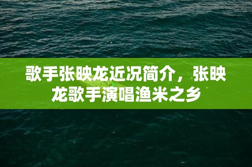 歌手张映龙近况简介，张映龙歌手演唱渔米之乡