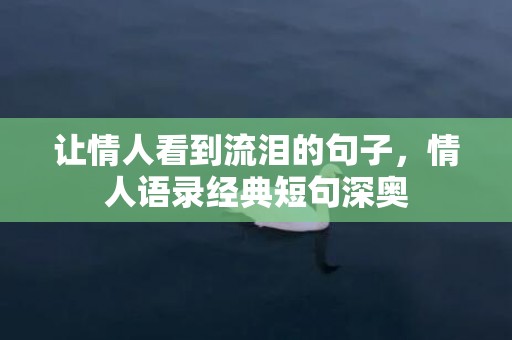 让情人看到流泪的句子，情人语录经典短句深奥