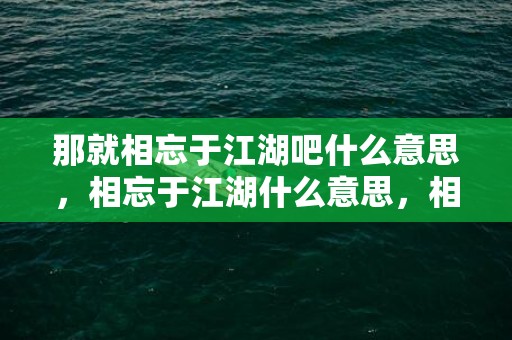 那就相忘于江湖吧什么意思，相忘于江湖什么意思，相忘于江湖完整句子