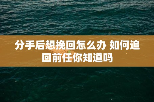 分手后想挽回怎么办 如何追回前任你知道吗