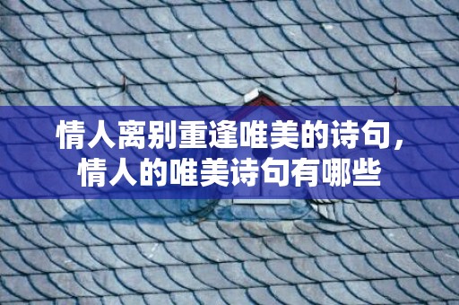 情人离别重逢唯美的诗句，情人的唯美诗句有哪些