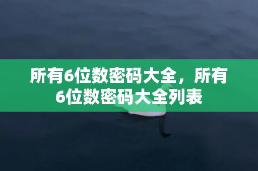 所有6位数密码大全，所有6位数密码大全列表