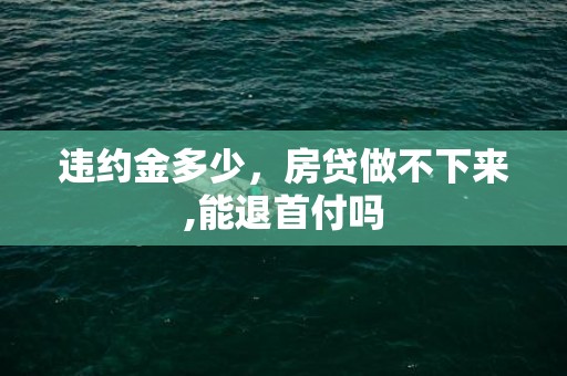 违约金多少，房贷做不下来,能退首付吗