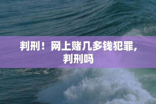 判刑！网上赌几多钱犯罪,判刑吗