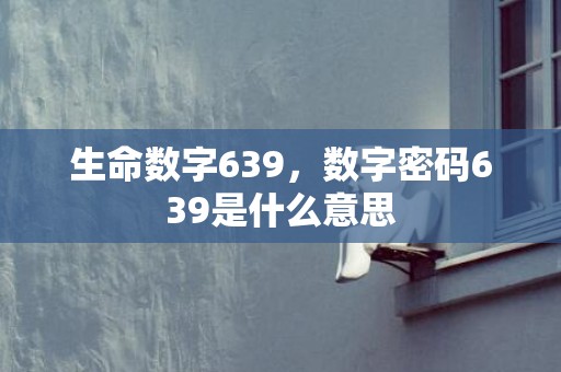 生命数字639，数字密码639是什么意思