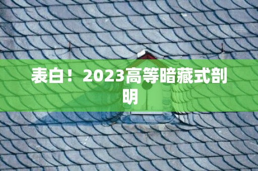 表白！2023高等暗藏式剖明