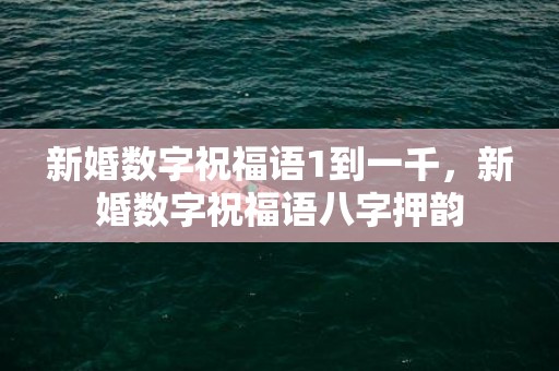 新婚数字祝福语1到一千，新婚数字祝福语八字押韵