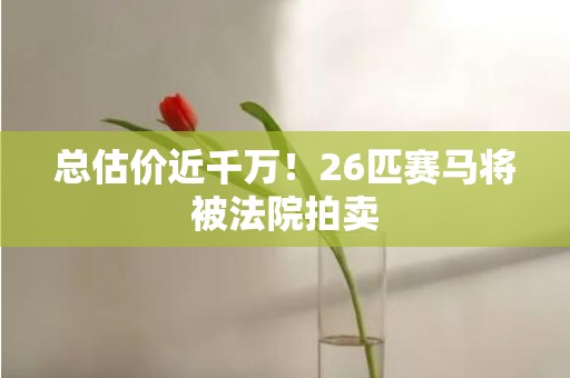 总估价近千万！26匹赛马将被法院拍卖