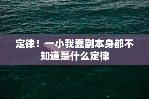 定律！一小我蠢到本身都不知道是什么定律