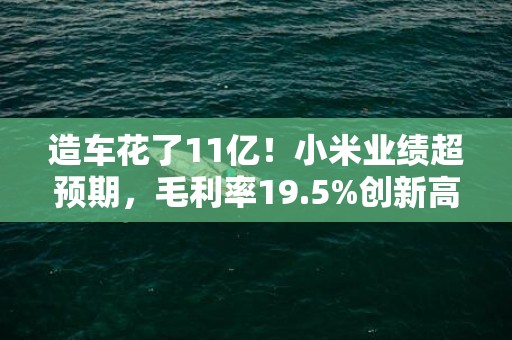 造车花了11亿！小米业绩超预期，毛利率19.5%创新高！出货量居全球第三