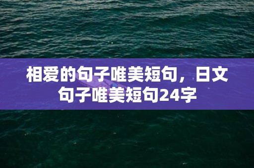 相爱的句子唯美短句，日文句子唯美短句24字