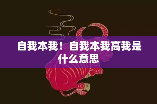 自我本我！自我本我高我是什么意思