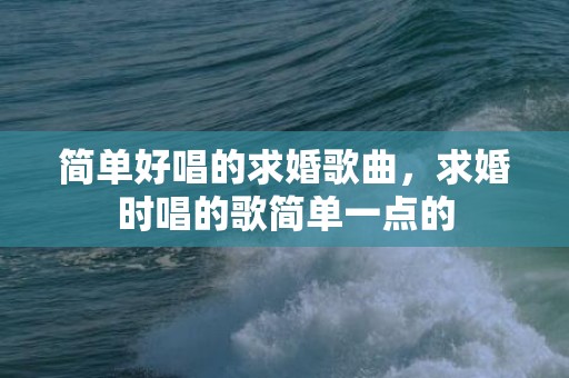 简单好唱的求婚歌曲，求婚时唱的歌简单一点的