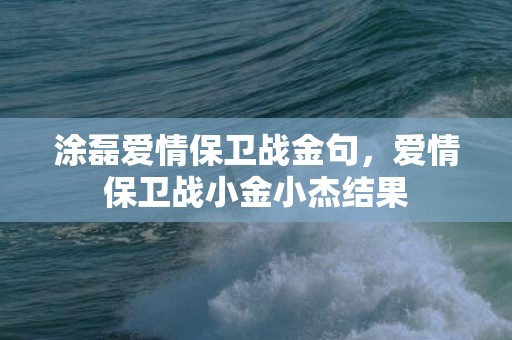 涂磊爱情保卫战金句，爱情保卫战小金小杰结果