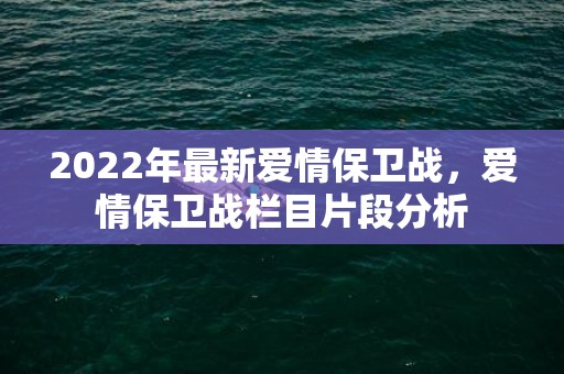 2022年最新爱情保卫战，爱情保卫战栏目片段分析