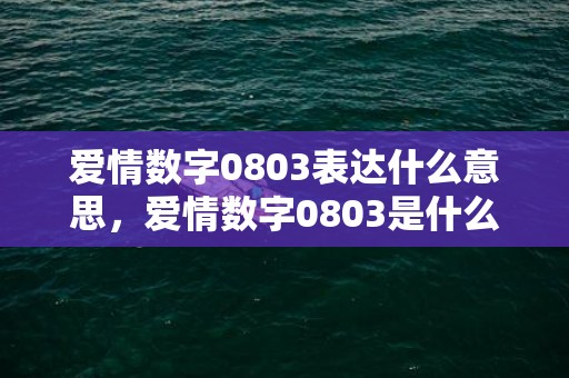 爱情数字0803表达什么意思，爱情数字0803是什么意思