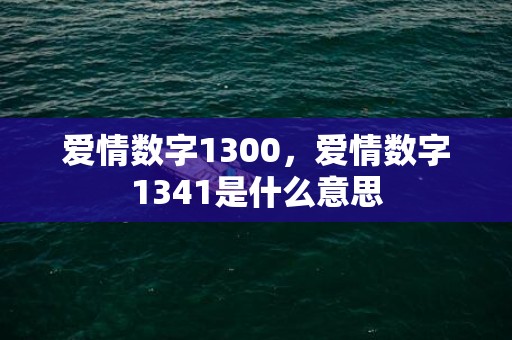 爱情数字1300，爱情数字1341是什么意思