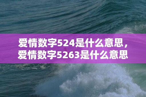 爱情数字524是什么意思，爱情数字5263是什么意思