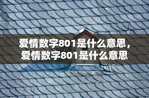 爱情数字801是什么意思，爱情数字801是什么意思