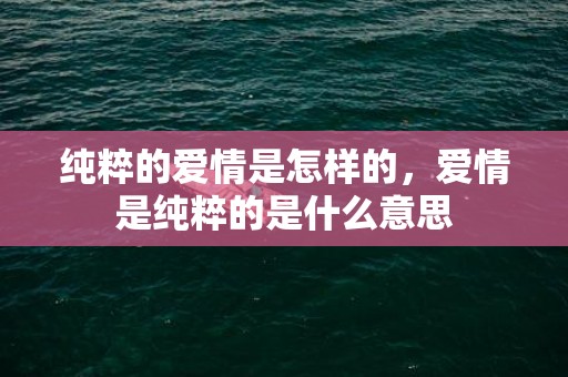 纯粹的爱情是怎样的，爱情是纯粹的是什么意思