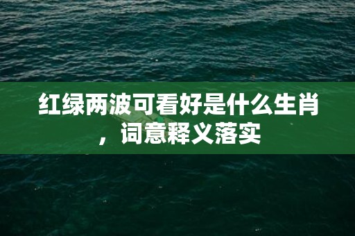 红绿两波可看好是什么生肖，词意释义落实