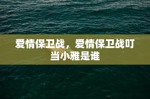 爱情保卫战，爱情保卫战叮当小雅是谁