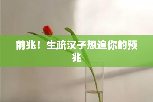 前兆！生疏汉子想追你的预兆