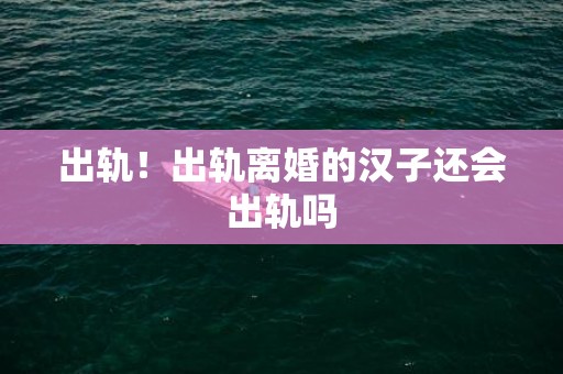 出轨！出轨离婚的汉子还会出轨吗