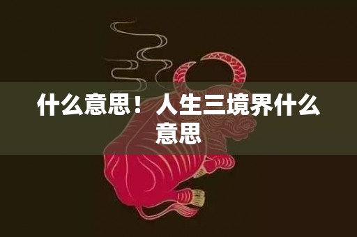 什么意思！人生三境界什么意思