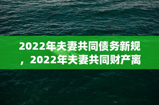 2022年夫妻共同债务新规，2022年夫妻共同财产离婚如何分配(夫妻共同财产离婚如何分配贷款房子)