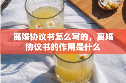 离婚协议书怎么写的，离婚协议书的作用是什么