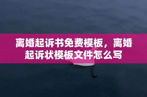 离婚起诉书免费模板，离婚起诉状模板文件怎么写