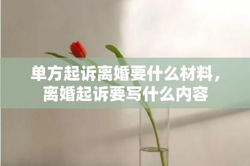 单方起诉离婚要什么材料，离婚起诉要写什么内容