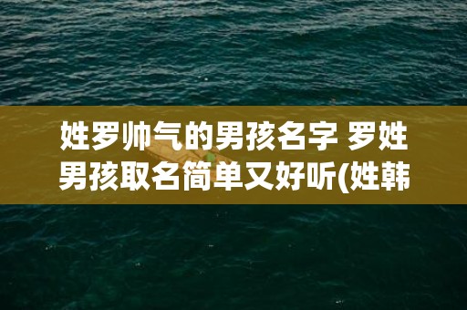 姓罗帅气的男孩名字 罗姓男孩取名简单又好听(姓韩的男孩名字帅气一点的)