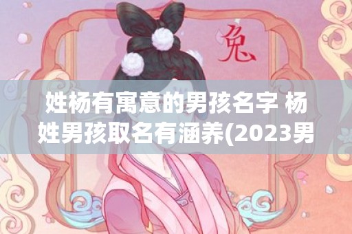 姓杨有寓意的男孩名字 杨姓男孩取名有涵养(2023男孩姓杨寓意好的名字)