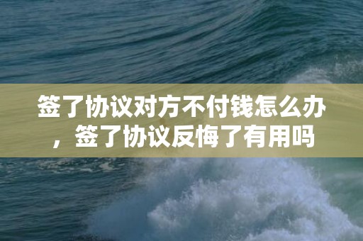 签了协议对方不付钱怎么办，签了协议反悔了有用吗