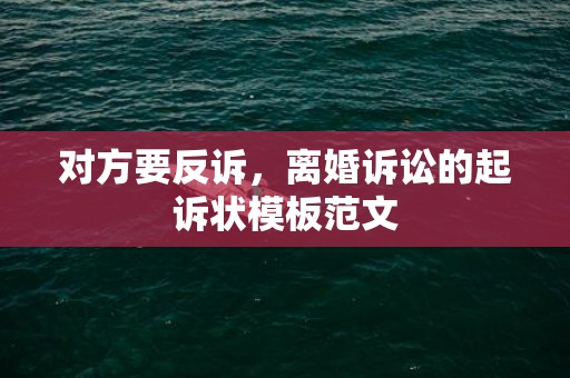 对方要反诉，离婚诉讼的起诉状模板范文