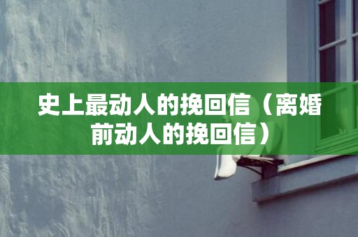 史上最动人的挽回信（离婚前动人的挽回信）